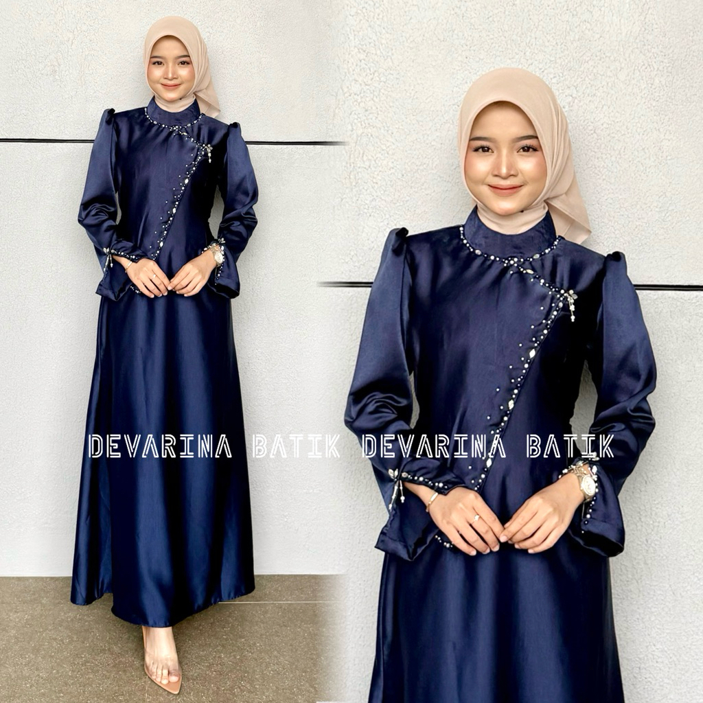 Devarina - Gamis Janggan Model Terbaru Drees Kondangan Gamis Lebaran Kekinian Kombinasi Payet