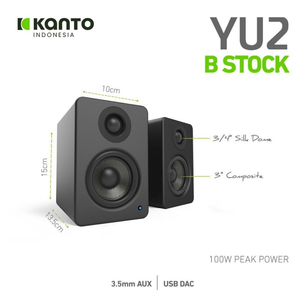 [B-Stock] Kanto YU2 YU2 - Powered Bookshelf Speaker with Phono Pre-amp