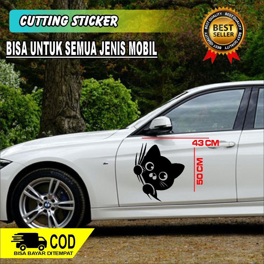 STICKER CUTTING PINTU MOBIL GAMBAR KUCING UNTUK SEMUA JENIS MOBIL
