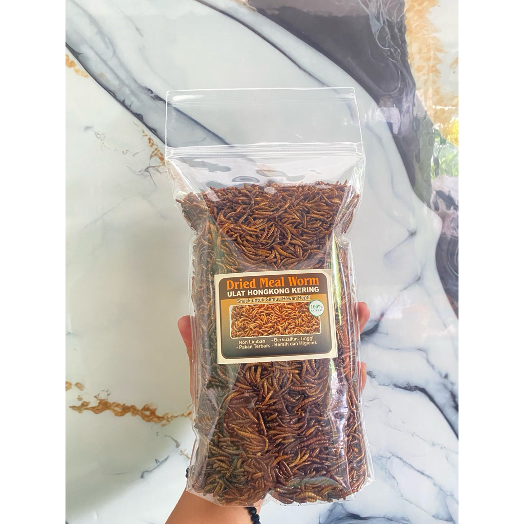 DRIED MEAL WORM ULAT HONGKONG KERING 1 KG PAKAN HEWAN REPTIL TEBAIK