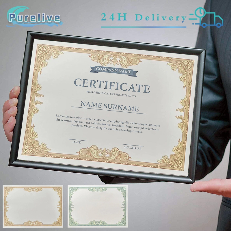 10Pcs Blanko Kertas Piagam Sertifikat A4 Batas Foil Emas Kertas Sertifikat