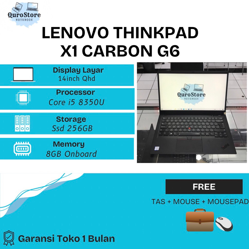 Thinkpad X1 Carbon 6th Core i5 8350U Gen8 8/256GB Qhd