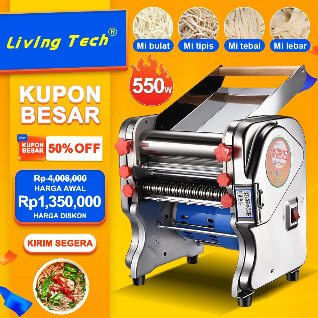 LIVING 550W Mesin Pembuat Mie Elektrik/mesin mie listrik gilingan mie listrik otomatis mesin giling 
