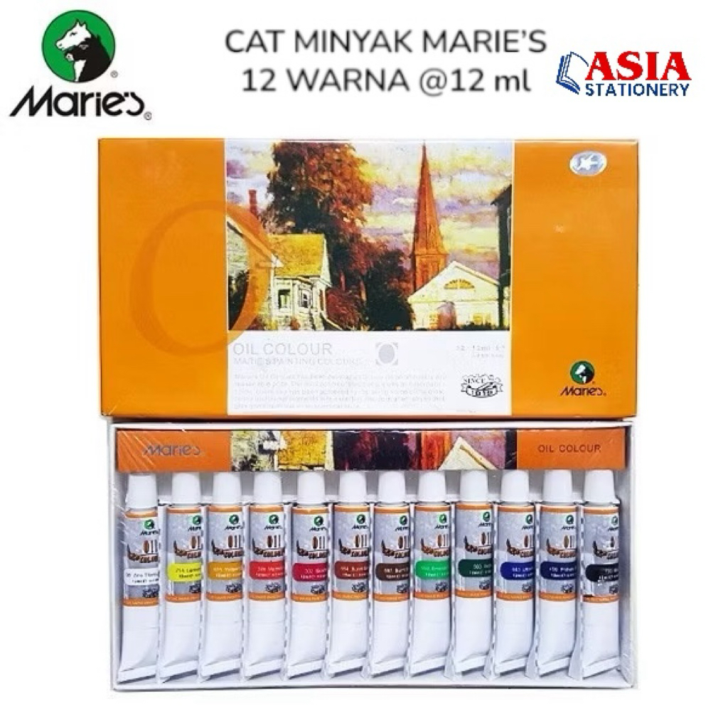 

Cat minyak / oil color / Cat minyak marie’s 12 warna 12 ml