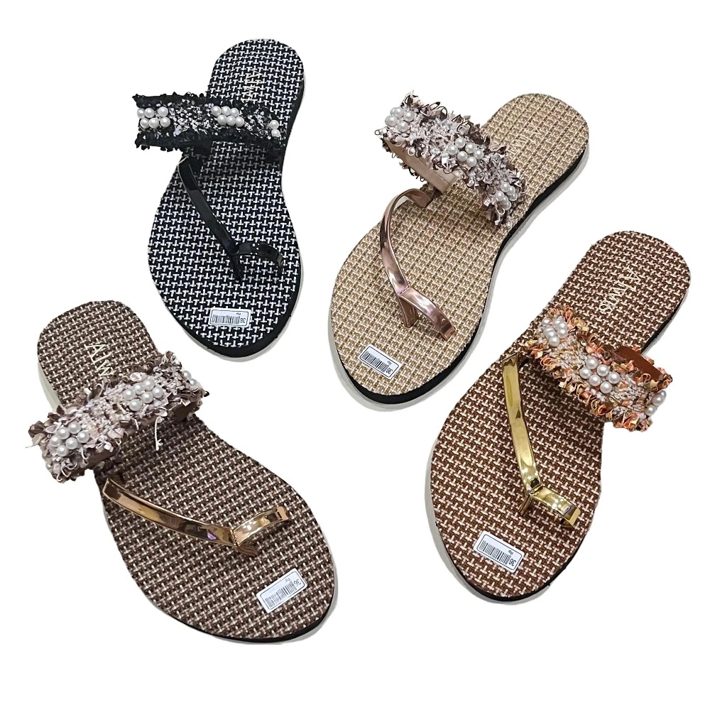 Alwisshoes - DEBORA Sandal Wanita Jepit Premium Karet Sendal Mutiara Teplek Cewek Kekinian Non Slip 