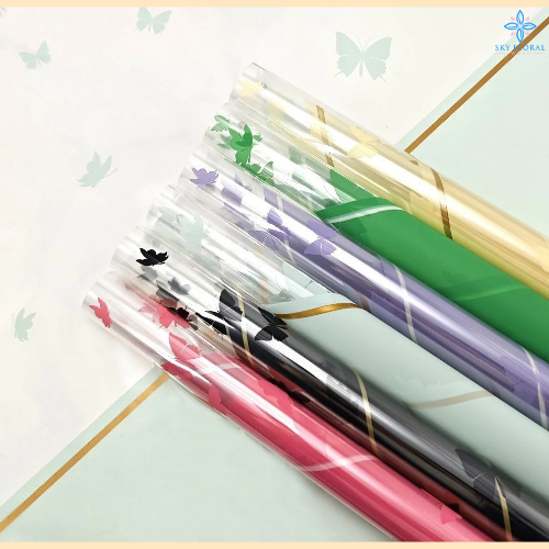 

20 LEMBAR Kertas Buket Bunga Kupu Kupu Transparan Flower Wrapping Paper Cellophane Buket KB6125