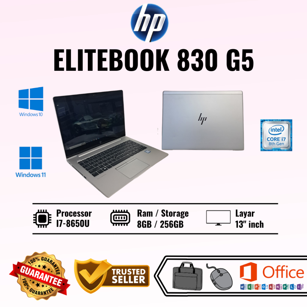 Laptop HP Elitebook 830 G5 Core i7 Gen 8 Ram 8GB SSD 256GB Second Bergaransi