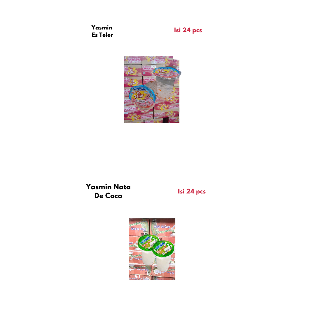 

Yasmin Nata de Coco & Es Teler Cup 150ml Isi 24 – Minuman Segar Praktis