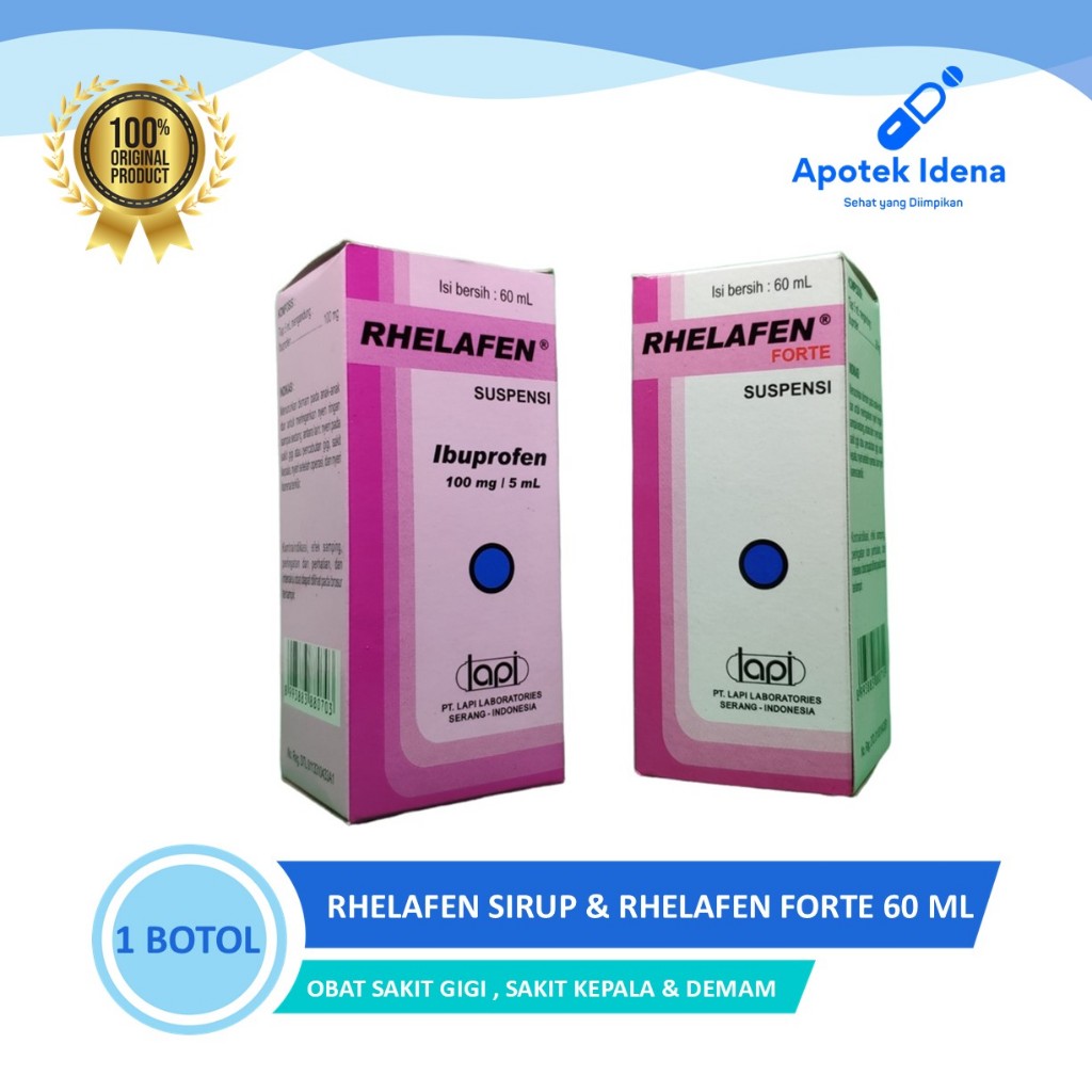 RHELAFEN FORTE & Rhelafen Syrup Suspensi 60 ML  Ibuprofen Sirup - Obat Demam Sakit Kepala Sakit Gigi