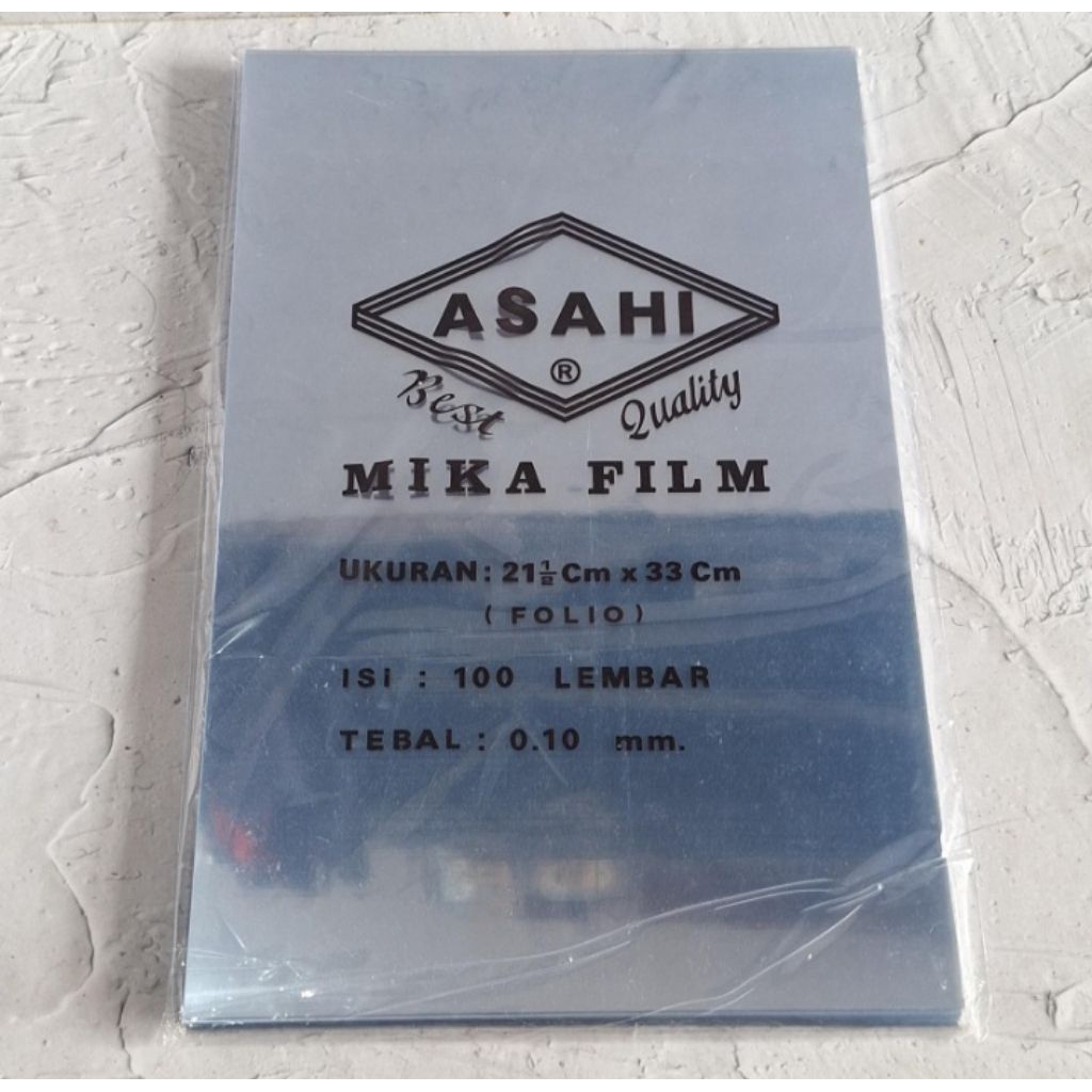 

Mika Film Jilid Folio Asahi 0,10 mm Bening / Biru / Hijau / Kuning / Merah - Pack isi 100 Lembar.