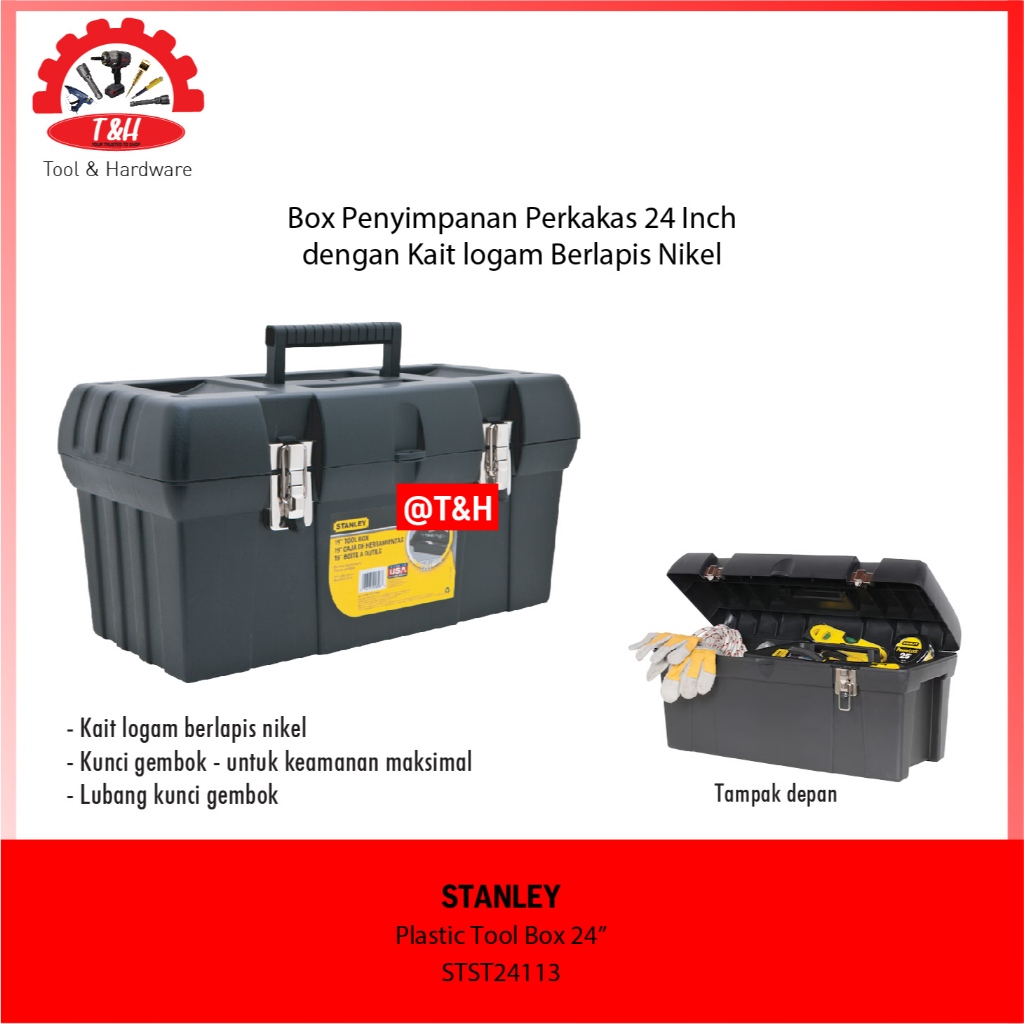 Stanley STST24113 Plastic Tool Box / 24 Inch Toolbox With Metal Latches