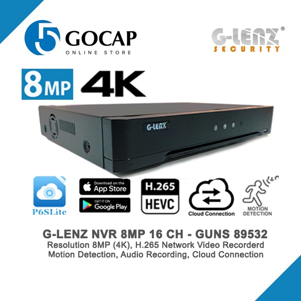 GLENZ NVR 8MP - 16 CHANEL (4K) - GUNS-89532 - Untuk IP Camera 8MP