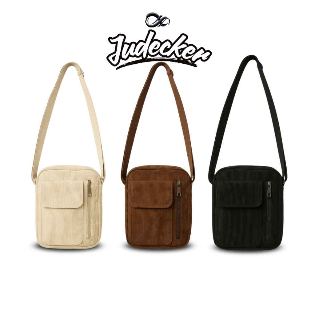 Judecker Tas Selempang Corduroy Polos Pria Wanita Tas Selempang Slingbag Hp Handphone