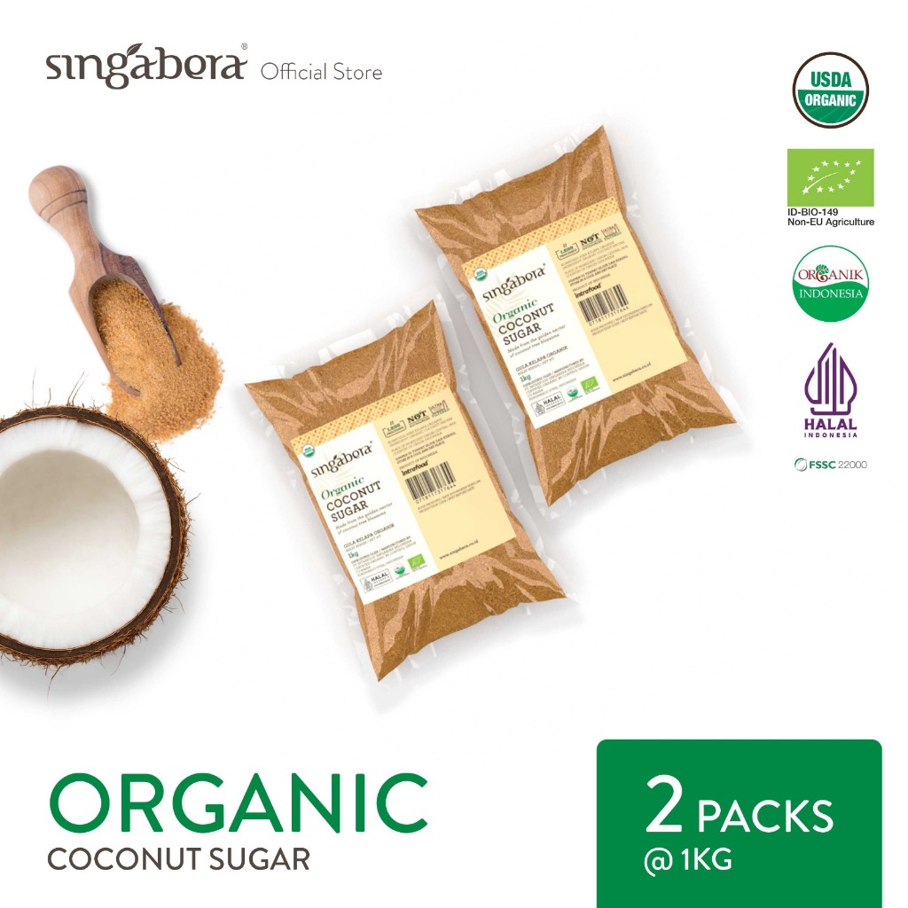 

Singabera Organic Coconut Sugar (Gula Kelapa Organik) - 2 x 1kg pouch