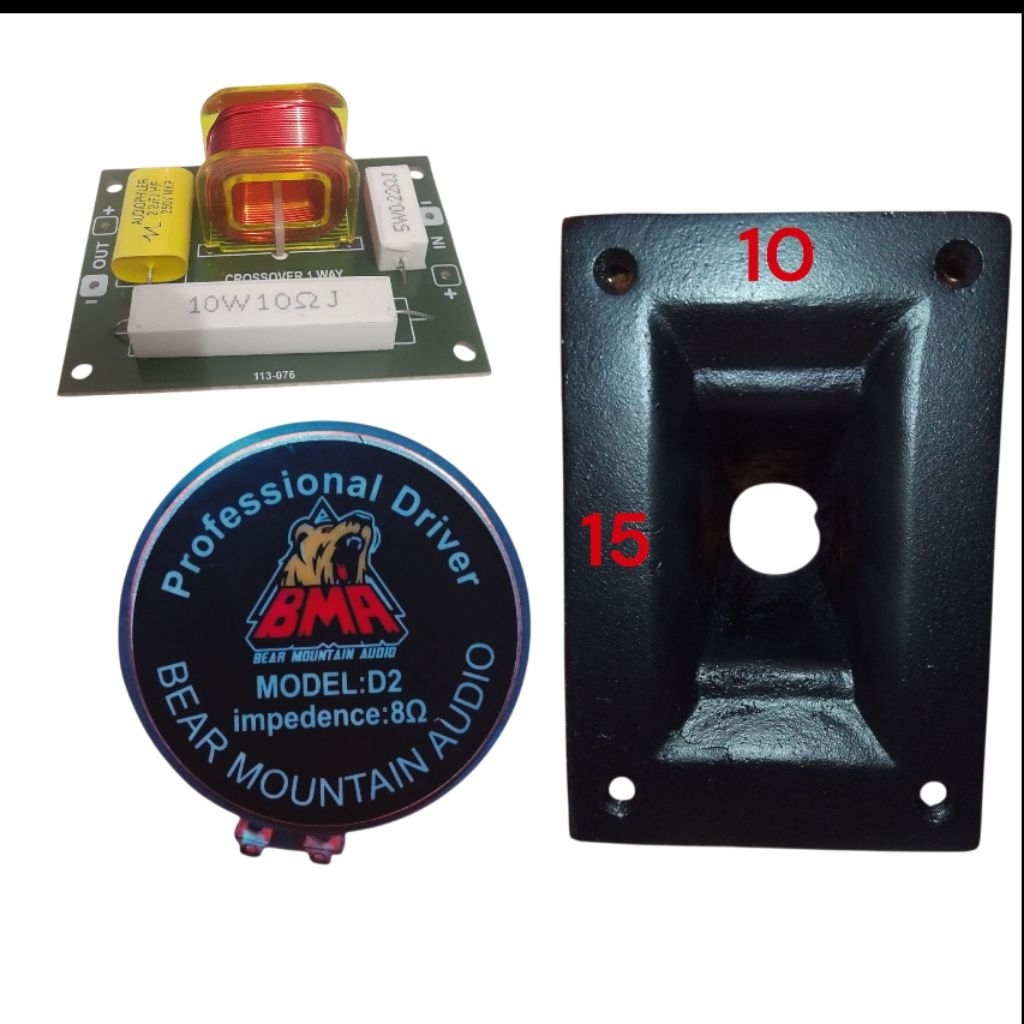 Paket Tweeter BMA D2 400 Watt Plus Corong Besi 10x15 Dan Crossover Tweeter