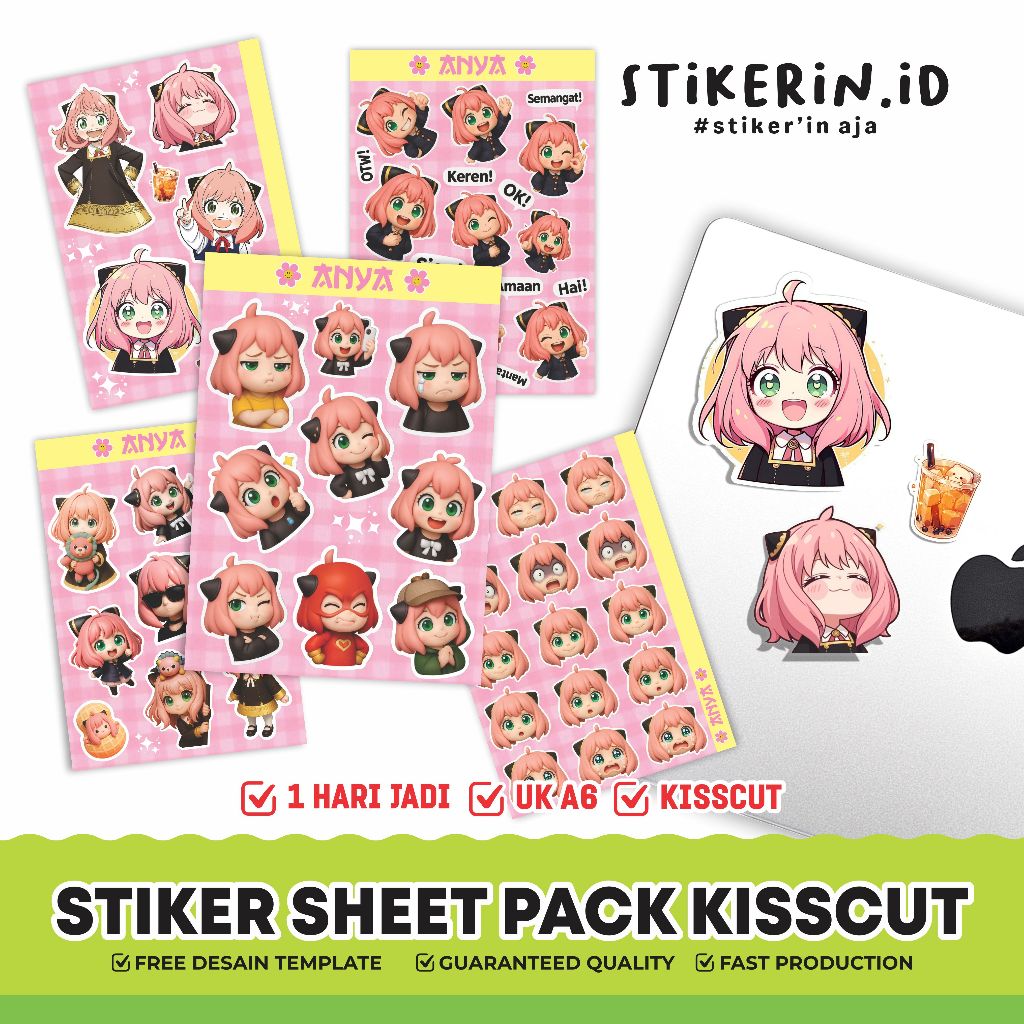 

Cetak Sticker Sheet A6 | VINYLGLOSSY | stiker Merchandise | Stiker Anya Spy x Familly