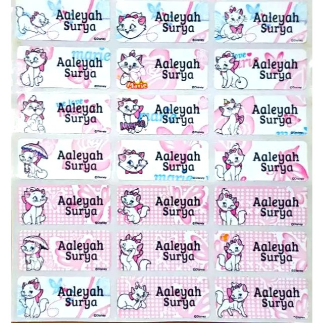 

Label Nama Anti Air Sticker Waterproof Marie Aristocats