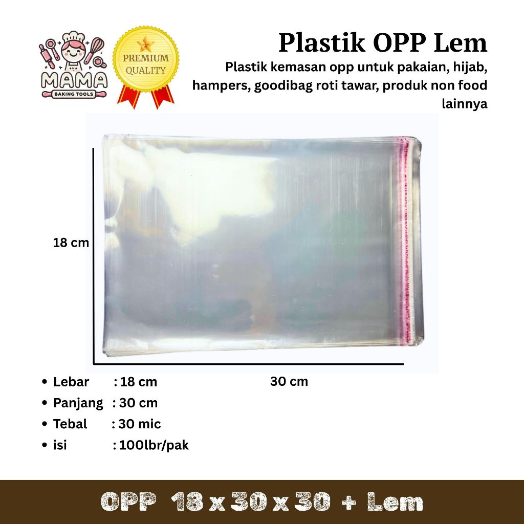 

Plastik OPP (LEM) Tebal 18 x 30 x 30 / Plastik Kue / Plastik Roti / Plastik Undangan / Plastik Cookies / Plastik Uang