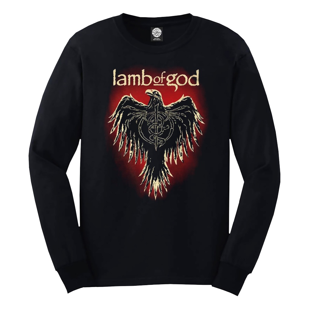 KAOS BAND BEST QUALITY, KAOS MUSIK KAOS LAMB OF GOD CROW LENGAN PANJANG -- PLASTISOL --