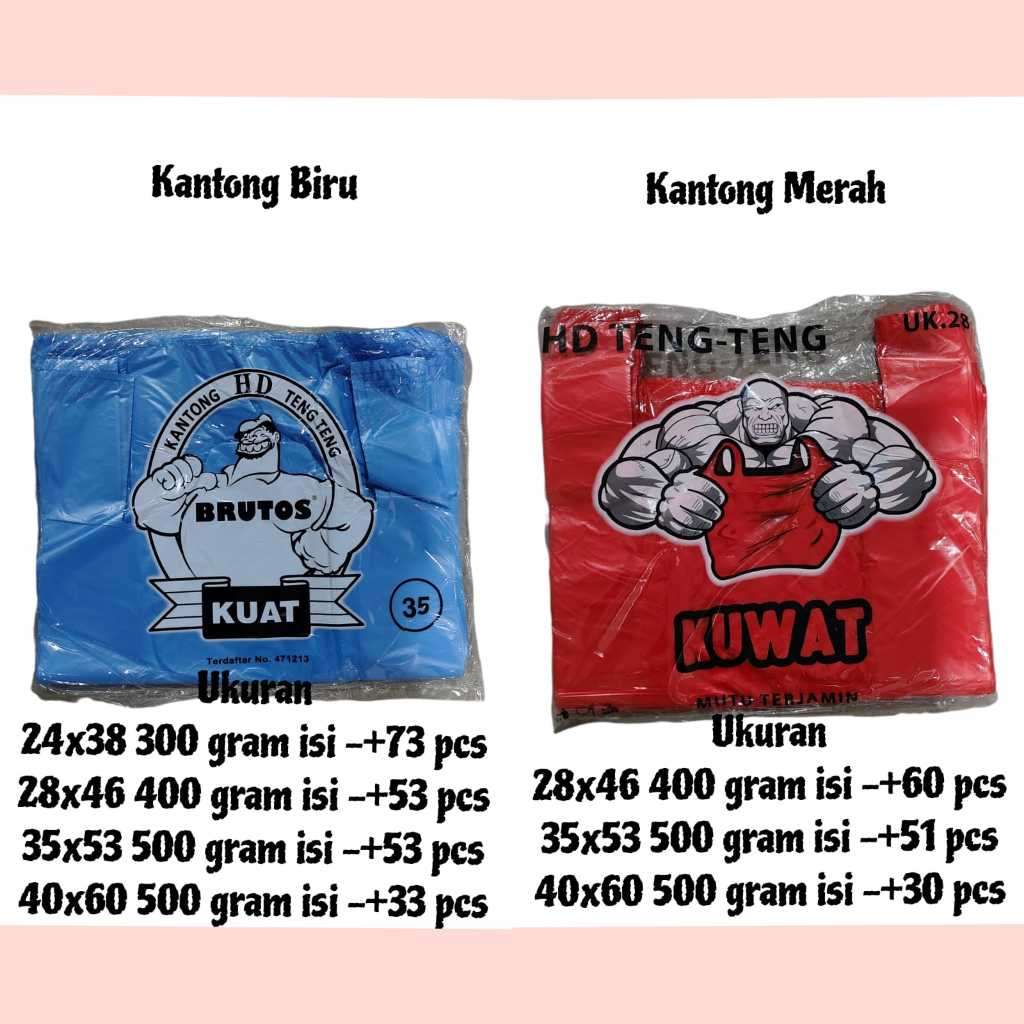 HEMAT Kiloan Kantong Plastik Hajatan Biru Merah HD Kresek Berkat Ceting Besek Nasi Keranjang Topas