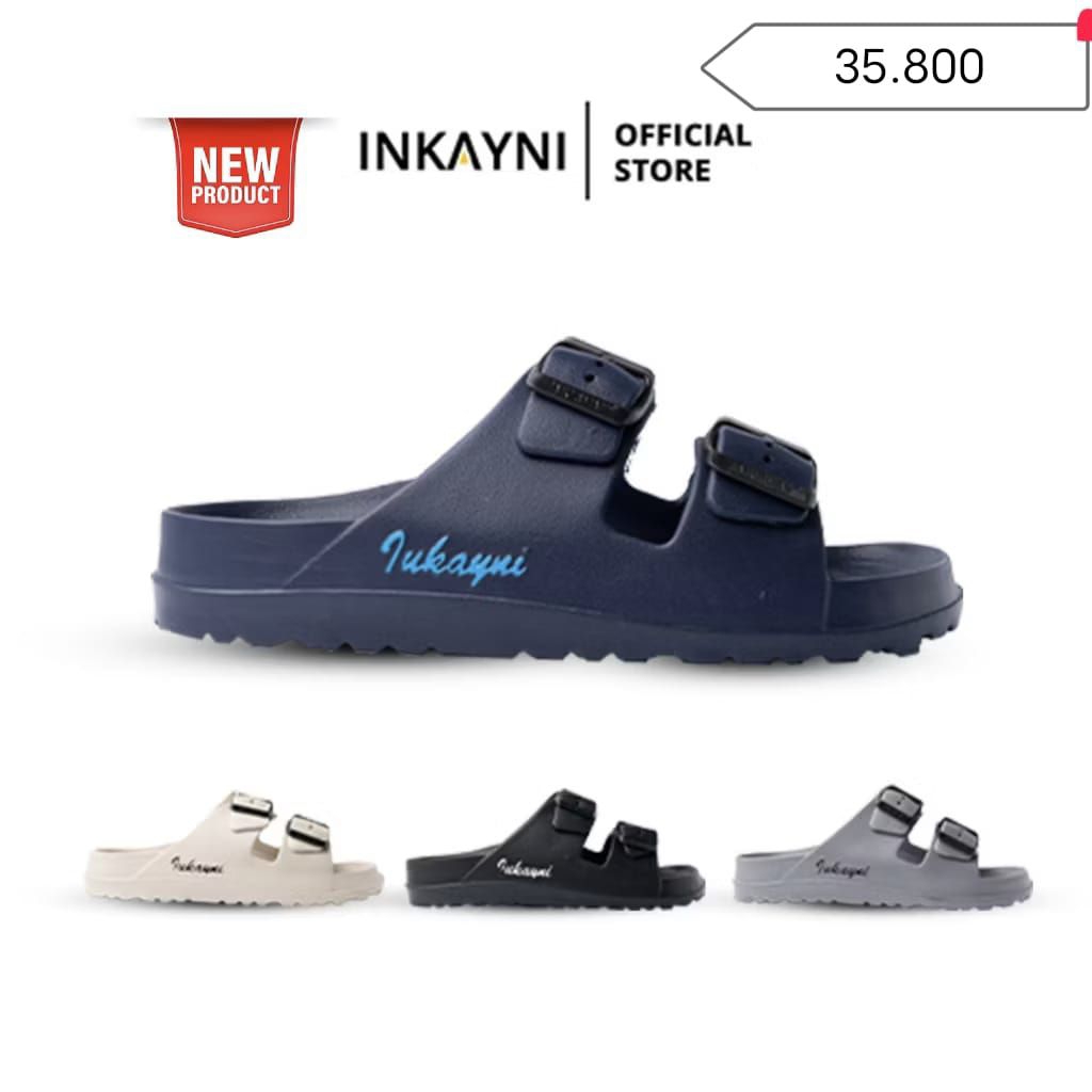 SANDAL, SANDAL COWOK, SANDAL KARET COWOK, SANDAL KARET, SANDAL HITAM PUTIH, SANDAL SLOP COWOK, SANDA