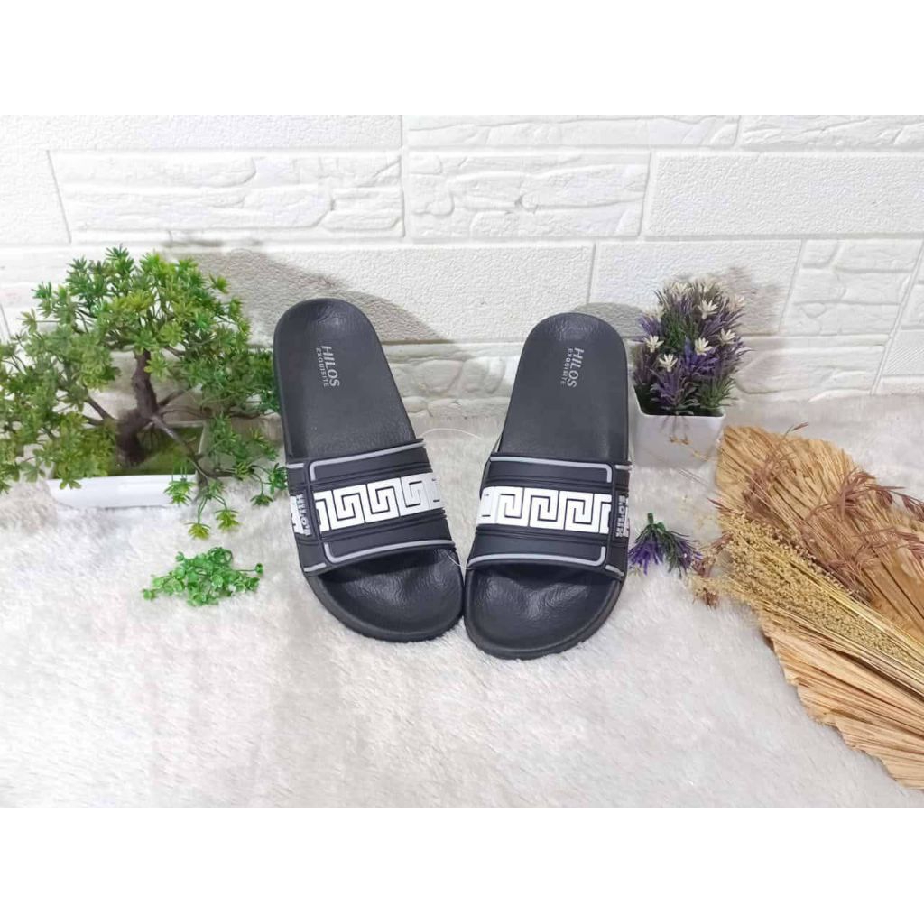 SANDAL, SANDAL COWOK, SANDAL KARET COWOK, SANDAL KARET, SANDAL HITAM PUTIH, SANDAL SLOP COWOK, SANDA