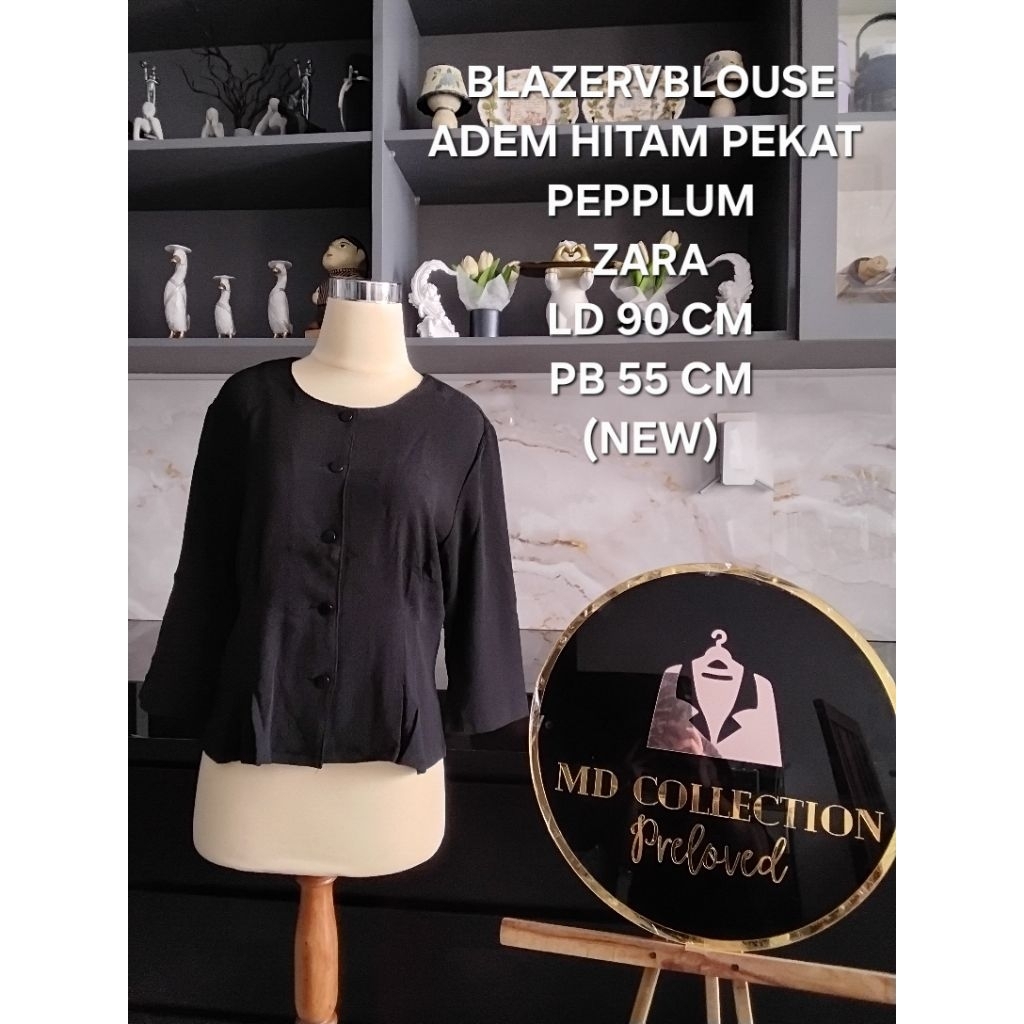 BLAZER BLOUSE WANITA KANCING HITAM ZARA WOMAN (BARU)