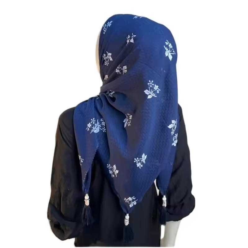 JILBAB SEGEIMPAT MOTIF TASEL//HIJAB MOTIF TERBARU BELLA SQUARE