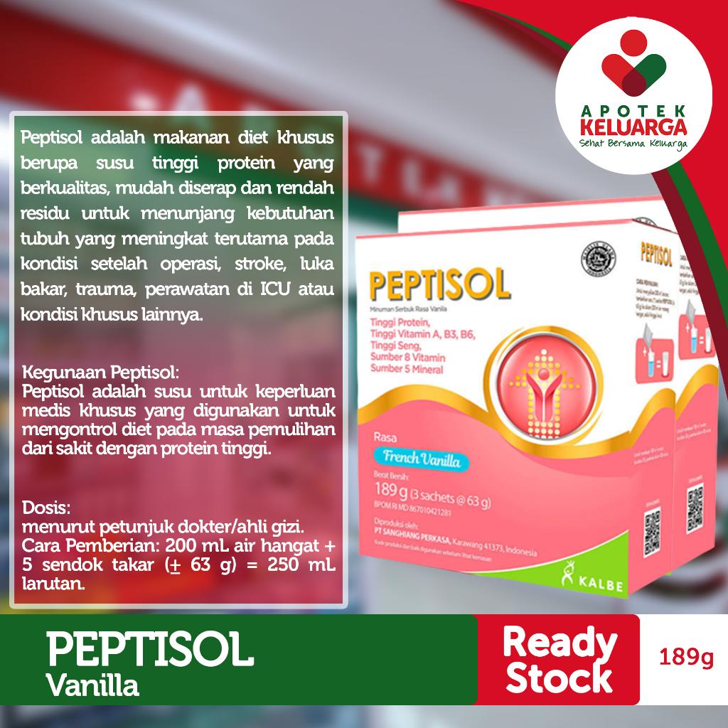

Peptisol Vanila 180 gram - Susu Tinggi Protein