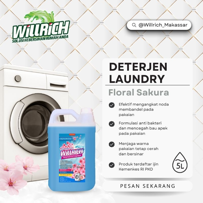 Willrich Makassar Deterjen Laundry 5 Liter Pengiriman Instant