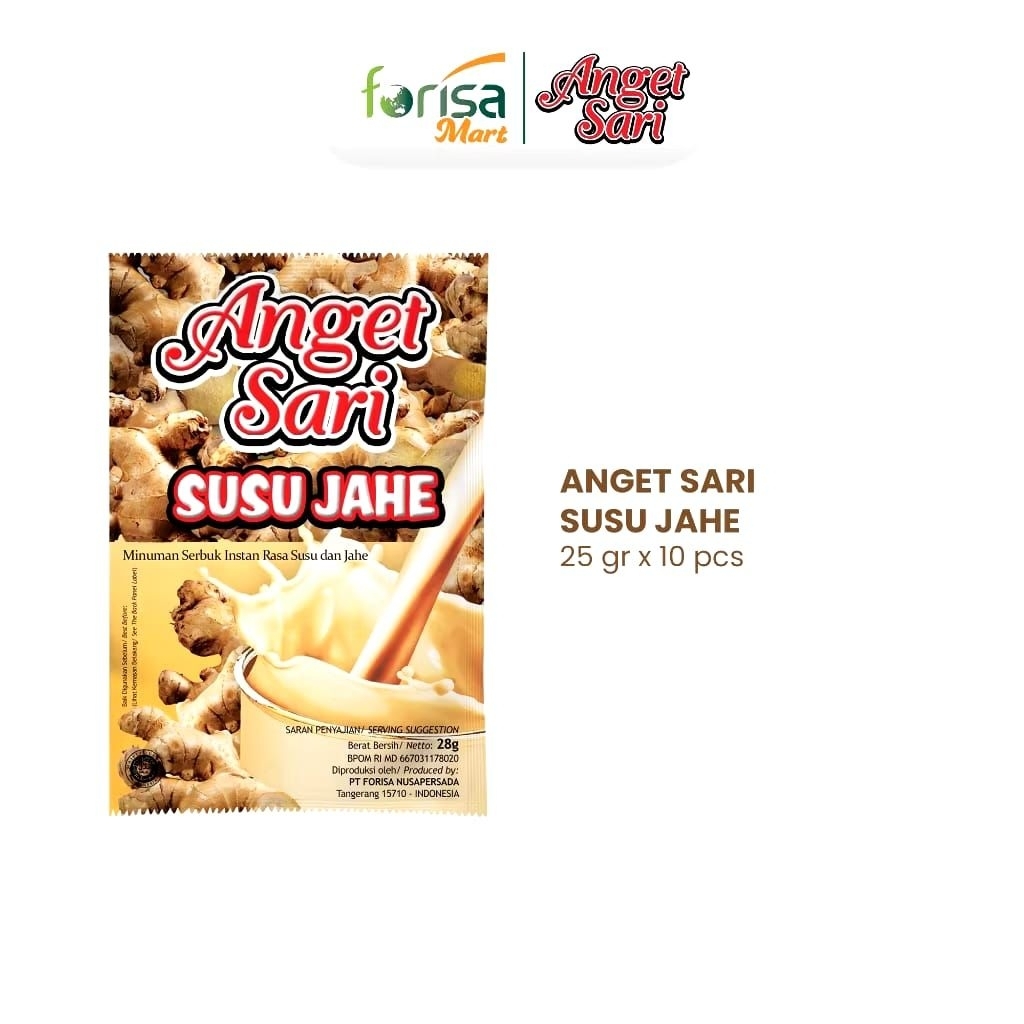 

Anget Sari Susu Jahe, Wedang Jahe 1 Renceng Isi 10 Sachet