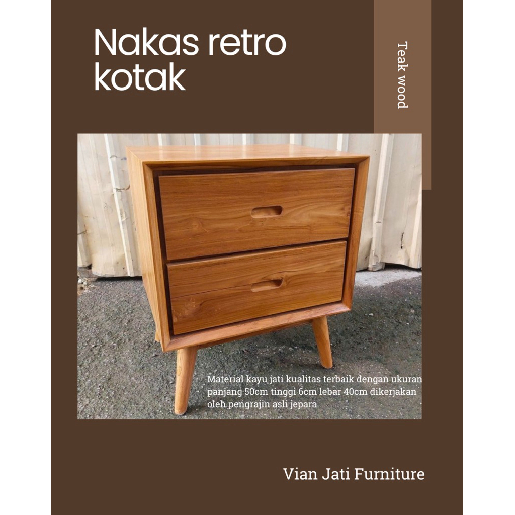 Meja Nakas Kayu Jati Model Kotak / Meja Nakas Kota Kayu Jati