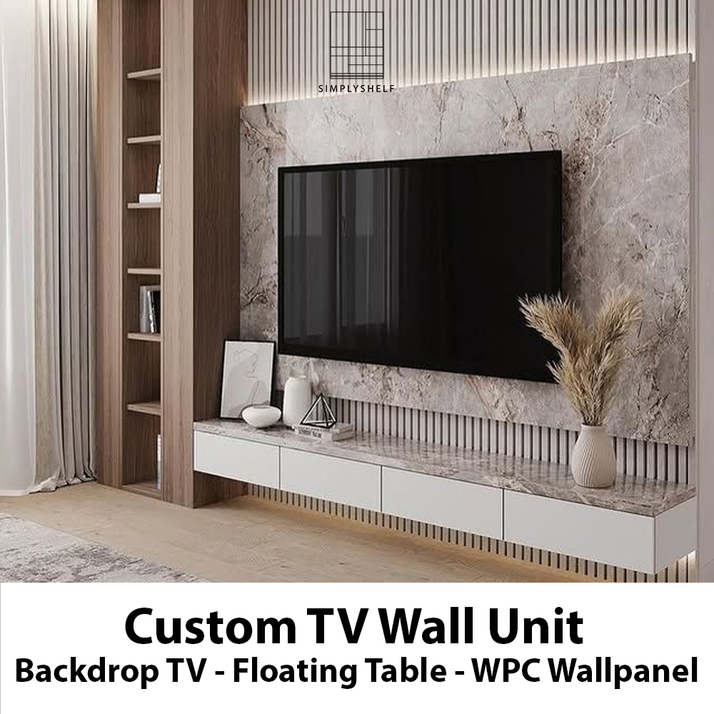 Backdrop TV - Custom Wall Unit (Backdrop TV, Floating Table & Wall Panel)
