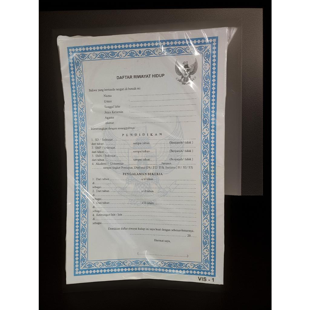 Blangko Surat Lamaran, piagam kosongan, daftar riwayat hidup Kerja Kertas Form 1Pack