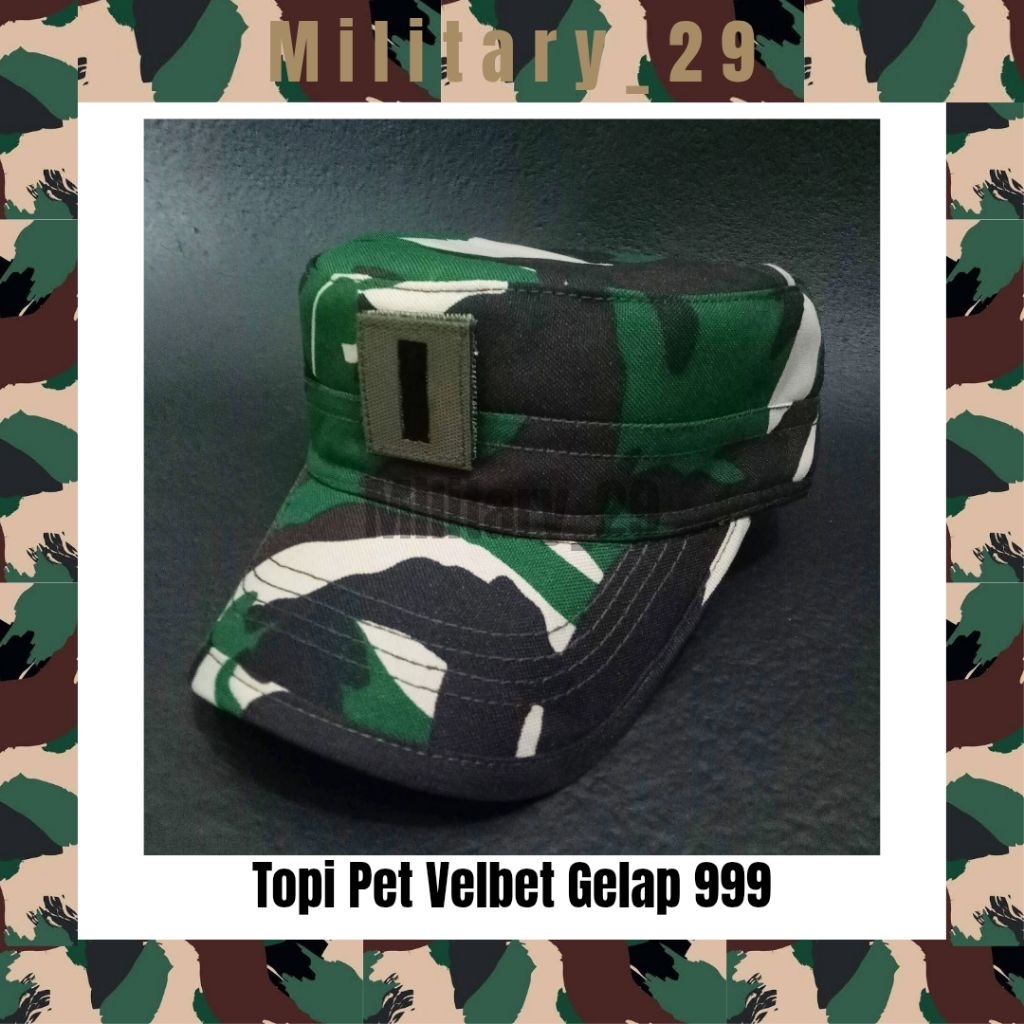 Topi Pet/Topi PDL Velbet Gelap | Topi Pet Velbet Loreng | Topi PDL TNI AD | Topi PDL Velbet 999