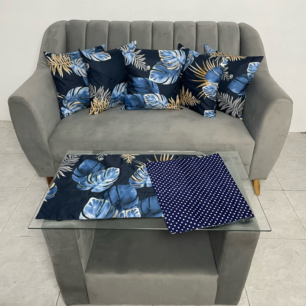 Sarung Bantal Sofa 1 Set Isi 6 ( 5 Sarung Bantal Sofa + 1 Taplak Meja Persegi) Aneka Motif Bahan Kai