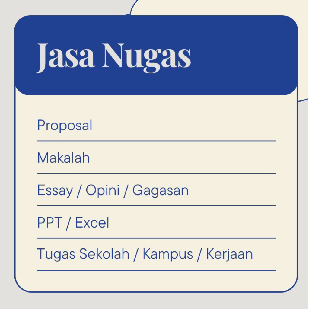 Jasa Nugas | Jasa Ketik | Proposal | Makalah | Termurah