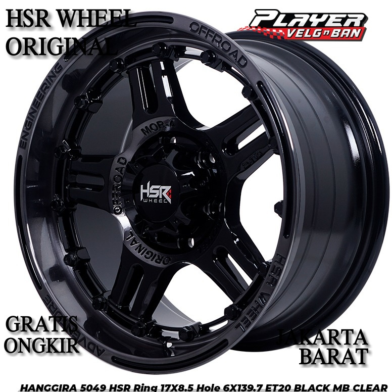 FELEK MOBIL CELONG RING17 LUBANG 6X139,7 UNTUK PAJERO HILUX VELG HSR HANGGIRA R17 L8,5 ET20 BLACK