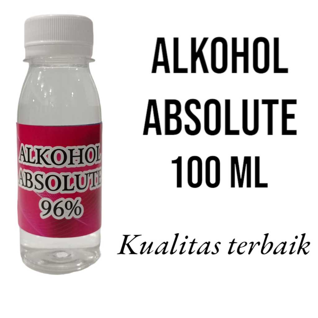 ALKOHOL ABSOLUTE 96%. ABSOLUTE CAMPURAN PARFUM TERBAIK. KEMASAN EKONOMIS 100 ML.