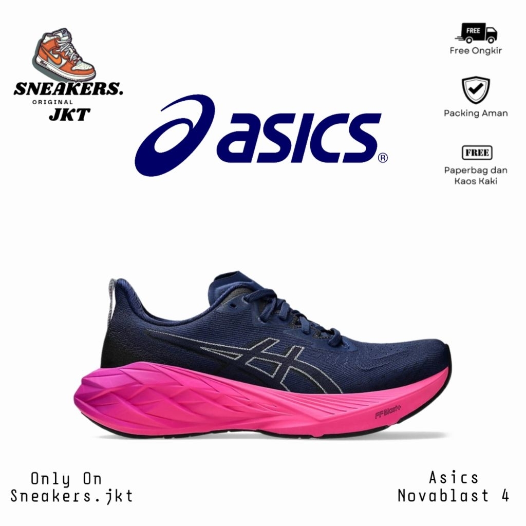 Sepatu Running Asics Novablast 4 Blue Expanse/Black Original