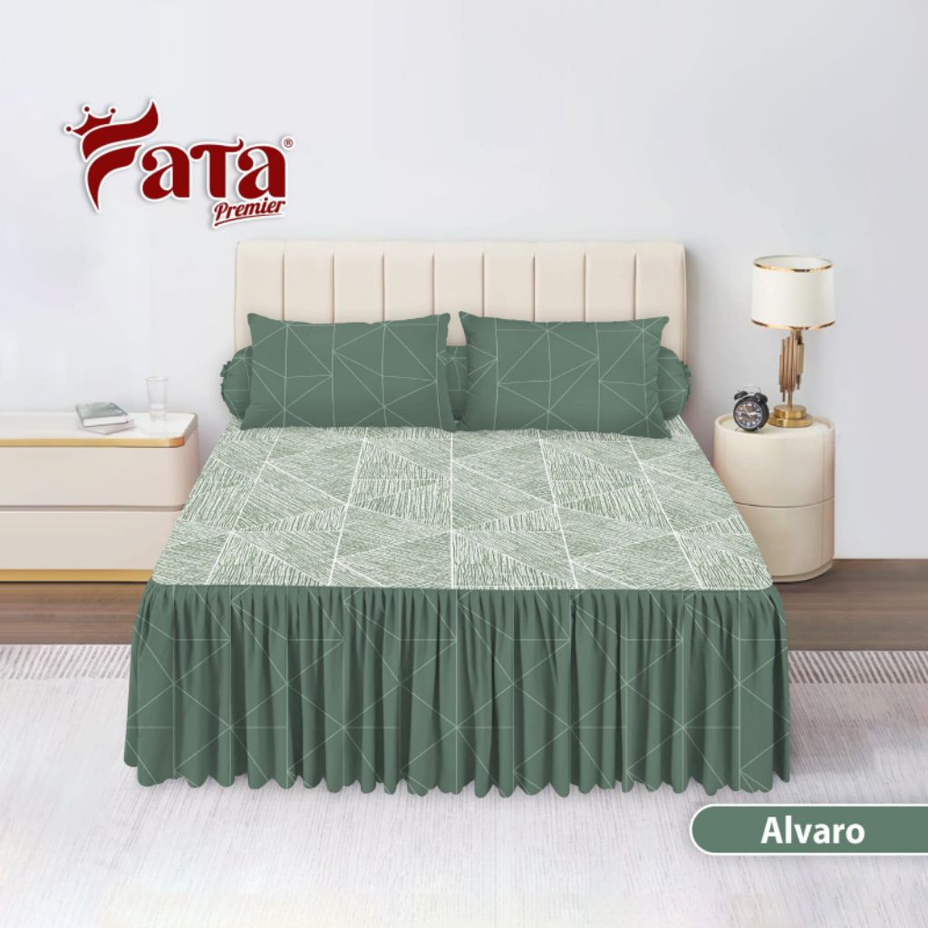 FATA - Bedcover Set Sprei Rumbai Minimalis Alvaro Ukuran King 180x200 / Queen 160x200