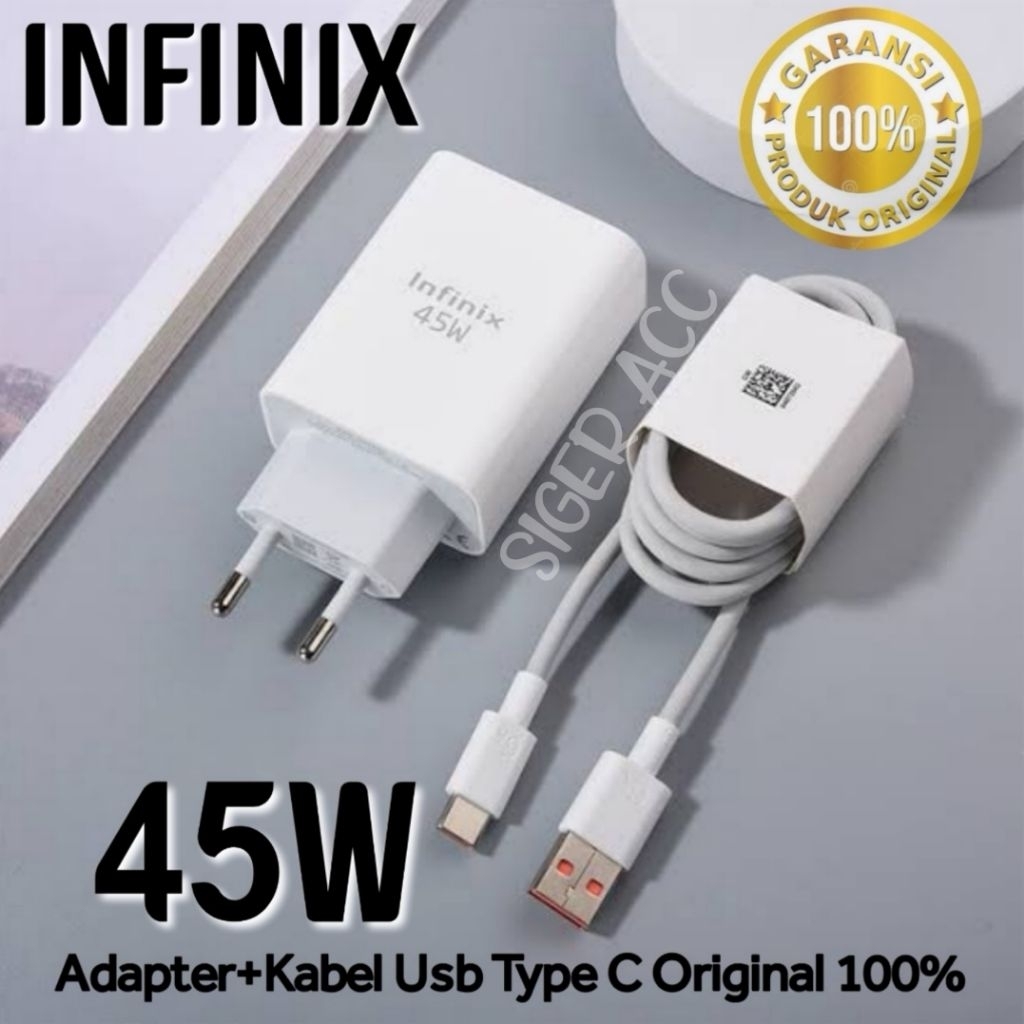 Charger 45W Infinix Note 30 Original 100% Fast Charging Type C Carger 45 Watt