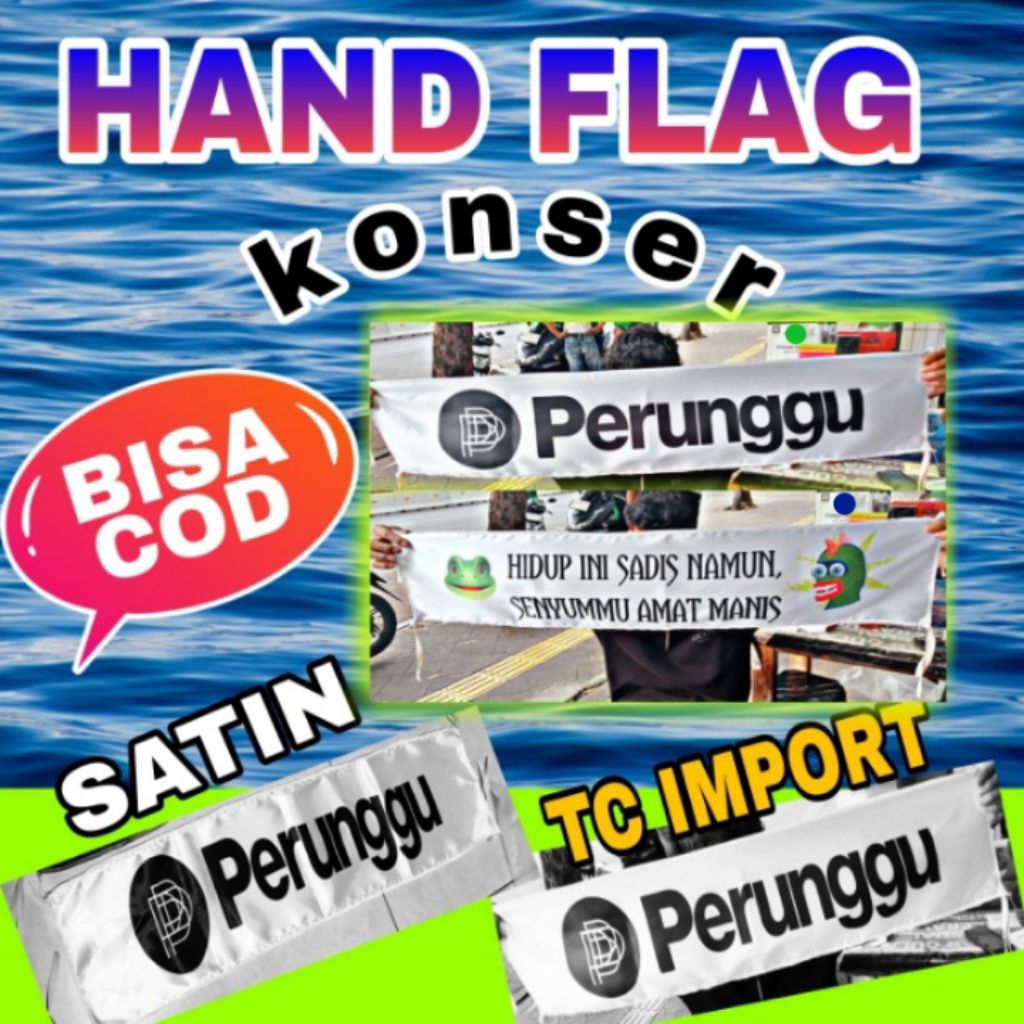 HAND FLAG CUSTOM.KAIN SATIN(PROSES CEPAT)