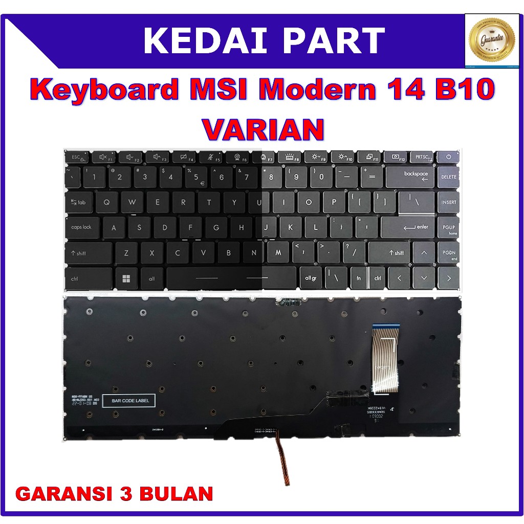 Keyboard MSI Modern 14 B10 B10mw B11 B11mo B11sb MS14 GREY BACKLIGHT