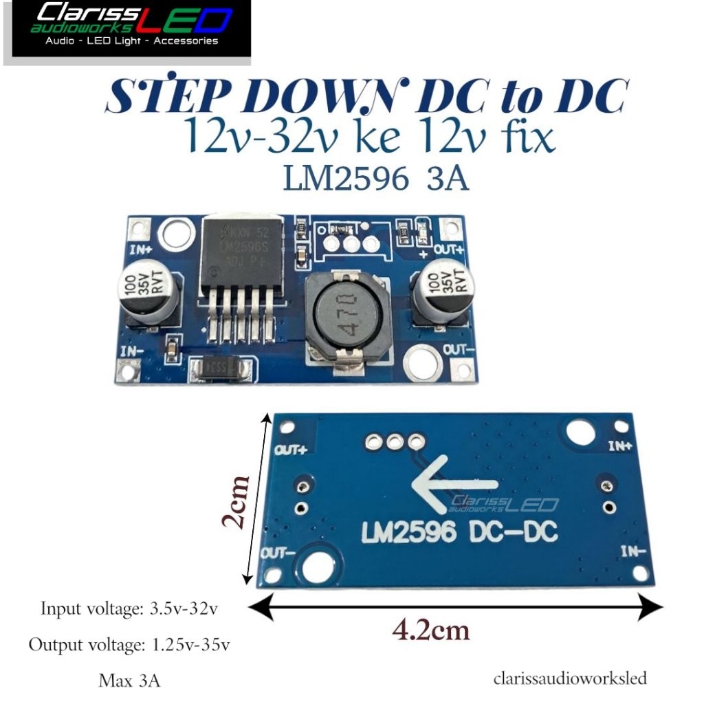 TERMURAH ADJUSTABLE STEP DOWN LM2596 DC to DC 12v-32v ke 12v fix 3A PENURUN TEGANGAN