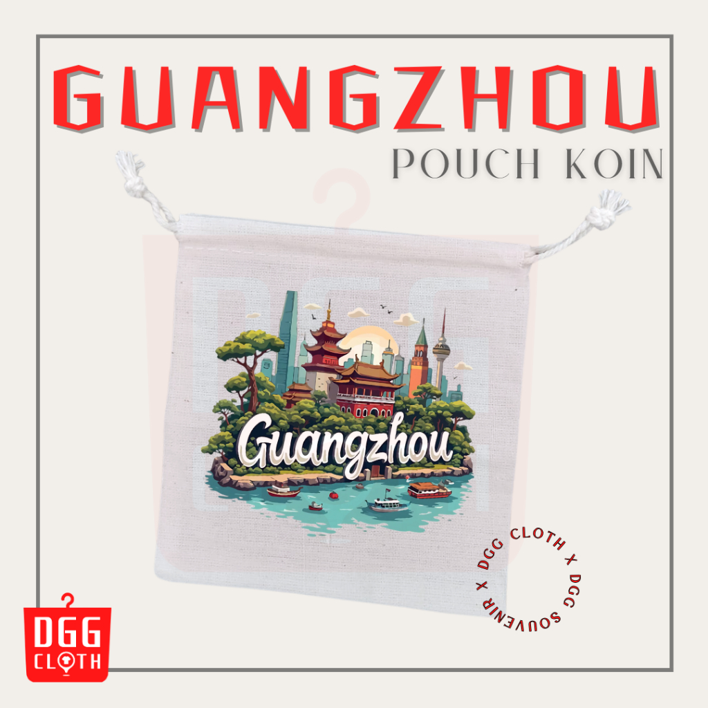 DGGCloth Pouch Koin Souvenir Guangzhou Dompet Koin Oleh Oleh China Bahan Blacu Tali Serut 3