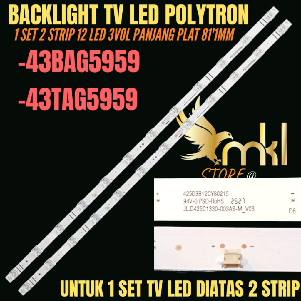 BACKLIIGHT TV LED POLYTRON 43 INCH PLD-43BAG5959- PLD-43TAG5959 BACKLIIGHT TV POLYTRON 43 INCH