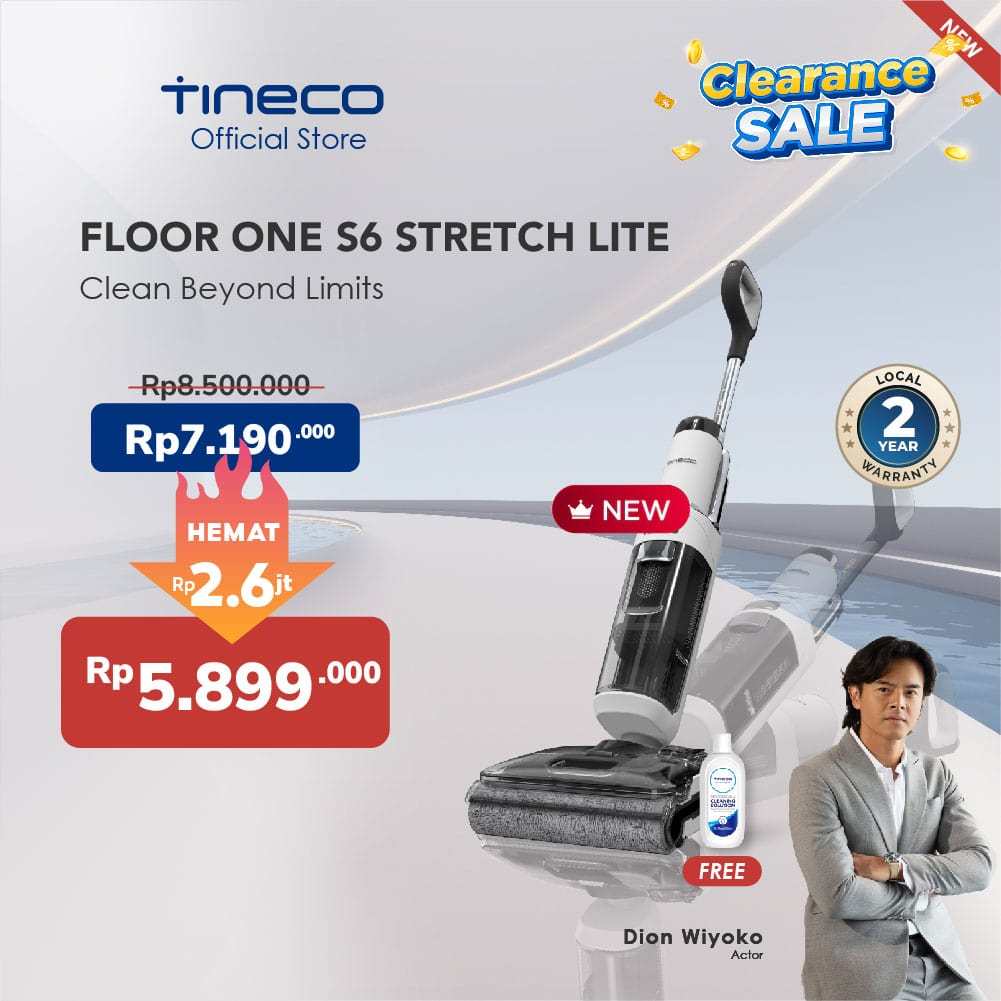 SAHAJA_BENI - TINECO FLOOR ONE STRETCH S6 LITE - SMART WET CORDLESS VACUUM MULTIFUNGSI