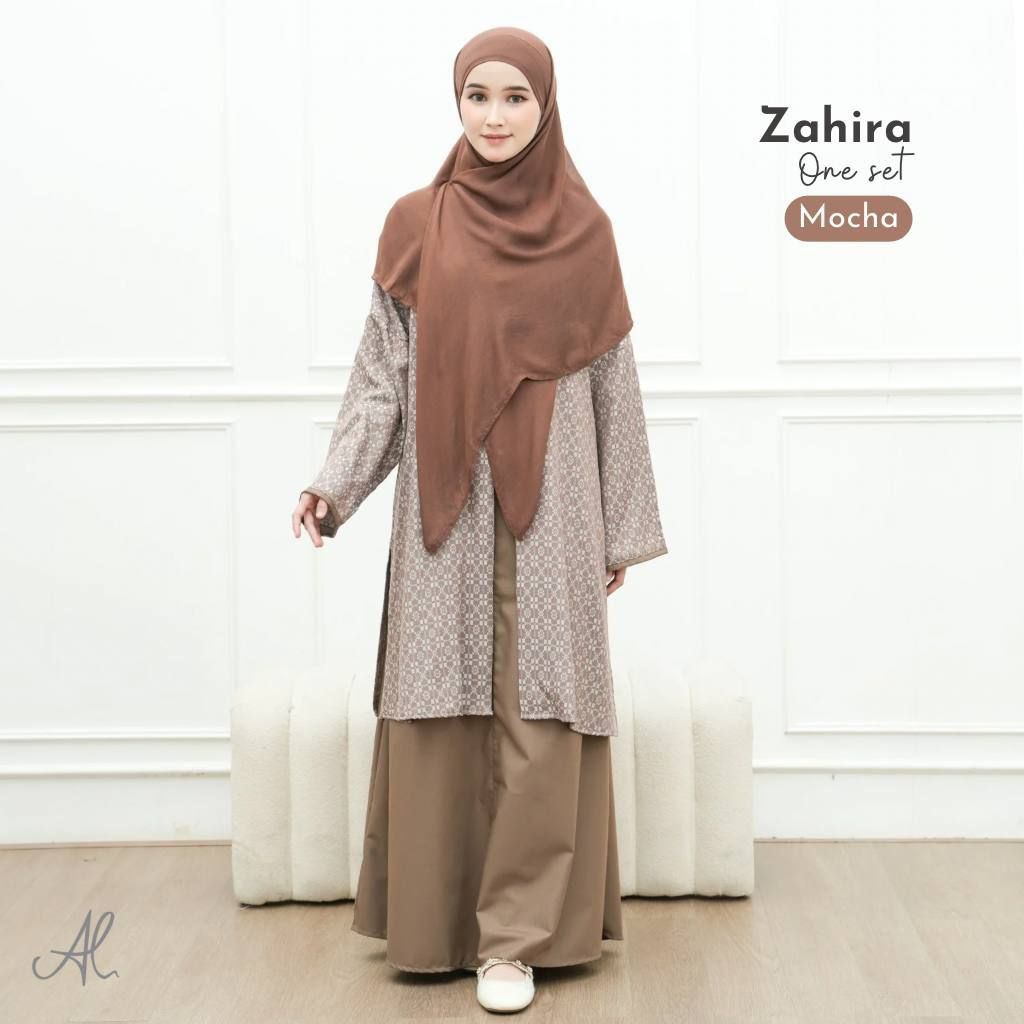 Zahira Set Tunik Gamis Rayon Premium Busui Friendly | Outfit Muslimah Elegan Adem Nyaman | Albata hi
