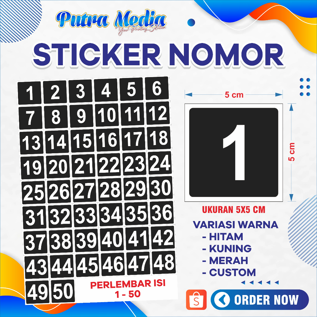 

Stiker Nomor Angka Custom Ukuran 5x5 cm / Stiker Murah / Stiker Undian